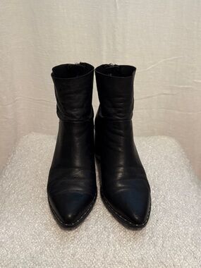 Treasure & Bond Black Pointed Leather Ankle Booties